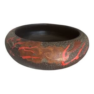 Vintage Tokanabe Hand Designed Dragon Round Shallow Bowl Made in Japan